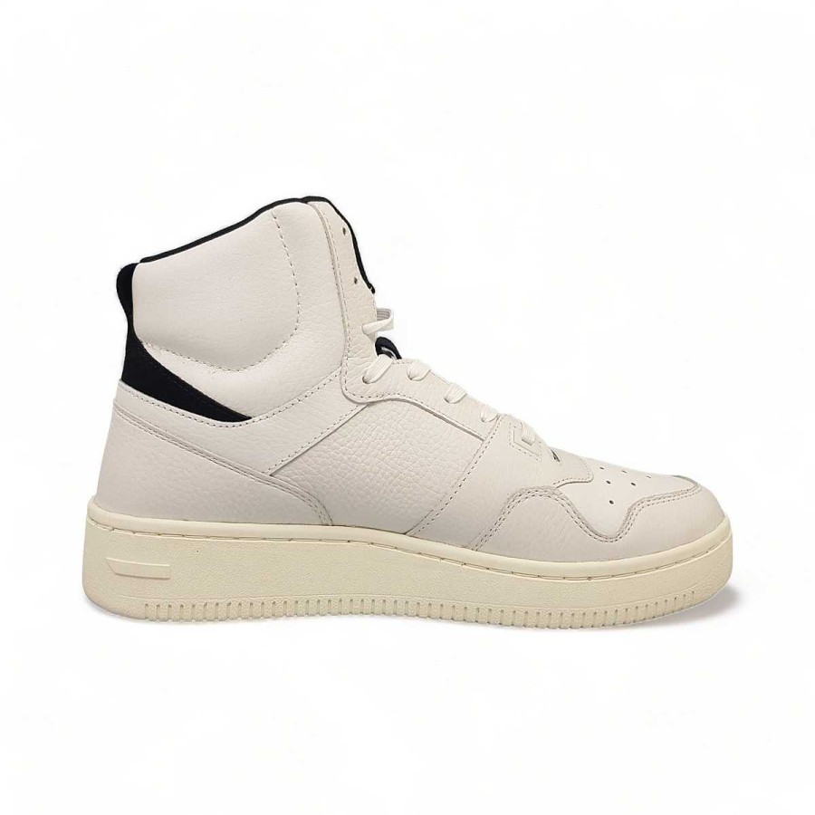 Tommy Hilfiger Tommy Hilfiger Tjm Basket Mid Leather Em0Em01258Ybl Weis Ybl Ecru